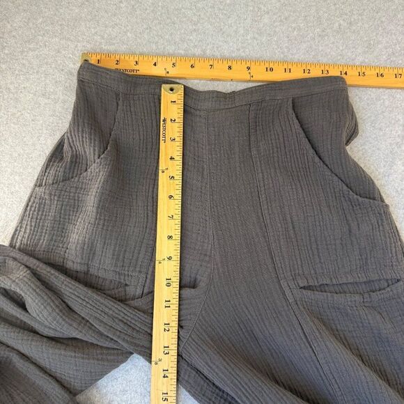 Color Me Cotton CMC Medium Wide-Leg Cropped Pants Elastic Waist Pockets Gray NWT - Picture 10 of 13